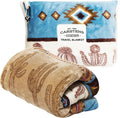 CARSTENS, INC. Travel Blanket, Premium Compact 2-in-1 Airplane Blanket/Pillow, Cactus Stripe