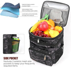 MIYCOO Lunch Bag & Lunch Box for Men Women, Double Deck Leakproof Insulated Soft Large Adult Camping Cooler bag for Work, Beach, Picnic, Travel (Black Camo, 15L)