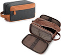 Elviros Travel Toiletry Bag Gift for Men，Mens Toiletries Bag Gifts Set Shaving Dopp Kit Water-resistant Bathroom Toiletries Organizer PU Leather Cosmetic Bags 2 Pack Dark Brown and Brown