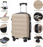 SUPER DEAL 21 Inch Expandable Suitcase Hardside Carry On Travel Luggage with Spinner Wheels Height Adjustable Handle, Champagne