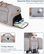 80L Large Duffle Bag for Travel, 26” Travel Duffel Bag with Shoe Compartment, Foldable Collapsible Overnight Bag Gym Bag Weekender Bags for Men Women, Water & Tear Resistant (Stripe, 80L)
