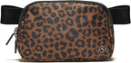 Pander Two Way Zipper Fanny Pack Nylon Everywhere Belt Bag for Women, Water Repellent Waist Packs, Crossbody Bags with Adjustable Strap (Midnight Leopard)
