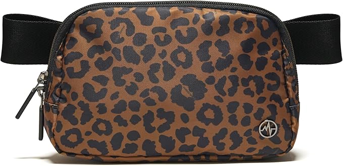 Pander Two Way Zipper Fanny Pack Nylon Everywhere Belt Bag for Women, Water Repellent Waist Packs, Crossbody Bags with Adjustable Strap (Midnight Leopard)