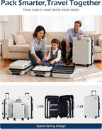 Coolife Luggage Set 3 Piece Hardside PC+ABS Suitcase with TSA Lock, Expandable Large Checked Luggage, Lightweight Rolling Carry On with Spinner Wheels(20/24/28 Inch, White)