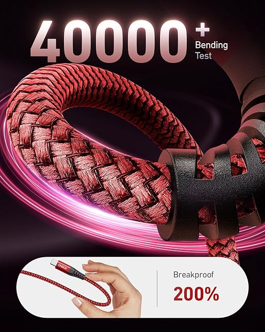USB C to USB C Cable 60W [2Pack 10FT], USB Type C Fast Charging Cable for Car Durable Braided iPhone USB-C Cable USBC to USBC Cord for iPhone 17/16/15/Pro Max/Plus, Samsung Galaxy S23 and More-Red
