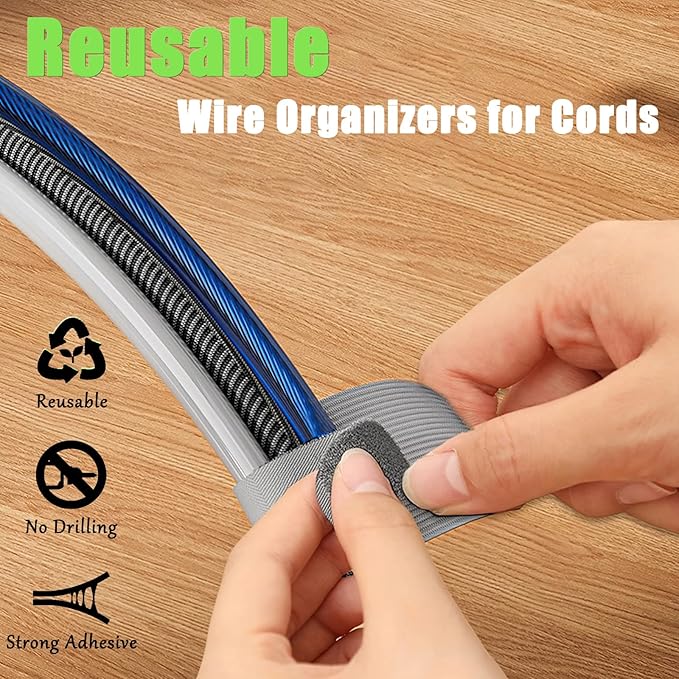 80PCS Hook and Loop Cable Straps, Cable Management Under Desk, Adhesive Cable Ties, Reusable Wire Organizers for Cords, Cords Management, Computer Accessories for Desk, Home Office Essentials, White