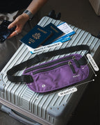 VULKIT Money Belt for Travel, Hidden Passport Holder, Anti-Theft Travel Wallet Under Clothes, RFID Blocking Waist Pouch, Undercover Fanny Pack, Violet Purple