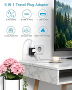Type E/F Europe Travel Plug Adapter, HANYCONY US to Germany France Spain South Korea Iceland, 5-in-1 European Power Adapter for Greece Norway Russia Portugal & More, 2 Outlets 3 USB Ports(2 USB C)