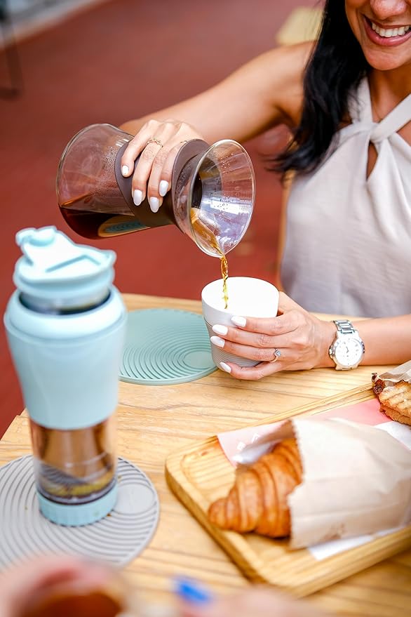 Pressca - Portable Coffee & Tea Maker - Thermal Coffee & Tea Infuser, French Press, Single Serve Coffee Maker, BPA Free - Home & Kitchen Accessories & Utensils - 12 fl oz, Green