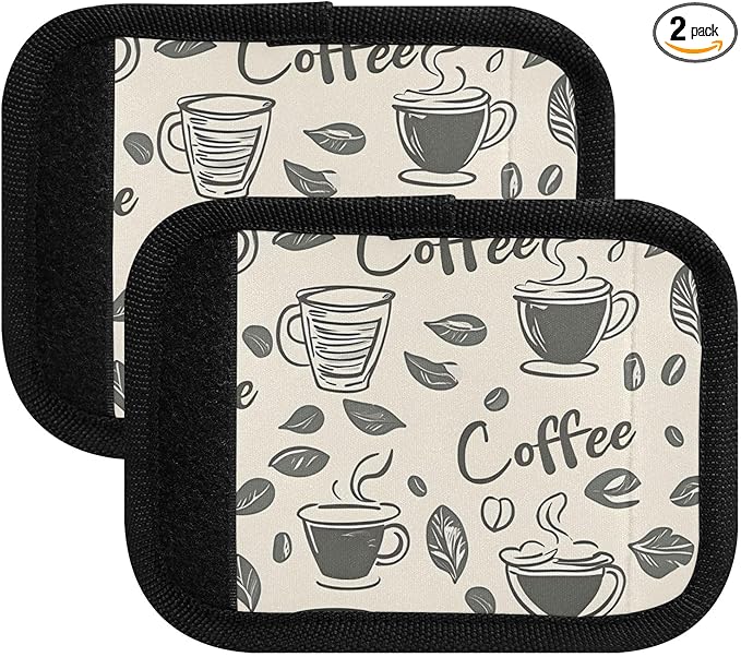 Coffee Time 3 Luggage Handle Wrap for Suitcase Luggage Tags Handle Covers Identifiers Soft Decorations Travel Accessories 2 Pack