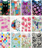 12 PCS RFID Blocking Sleeves, Credit Card Holder for Women Men Protect Cards Identity from Electronic Theft Travel Case Set (Black Cat Flower)