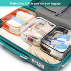 PACKISM TSA Approved Toiletry Bag 3 Medium - Quart Size Clear Makeup Bag for Carry On, Airport Security Compliant Clear Travel bag for Toiletries with Reinforced Seams, Black White Grey