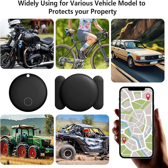 GPS Car Tracker 2025,Mini GPS Tracker for Vehicles,Hidden Real-timeTracking with Magnetic Case for Motorcycle/Truck,Work with Find My(iOS Only),No Subscription/No Monthly Fee/No SIM Card-Black