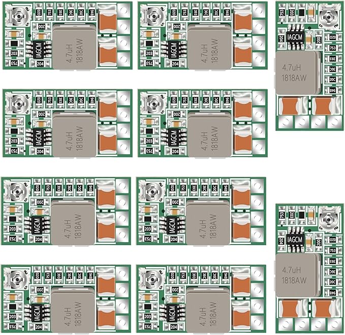 DROK Buck Converter 12V to 5V 10pcs, Mini DC Adjustable Voltage Regulator 4.5-24V to 5V, Step Down Converter 3A
