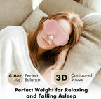 Sleep Eye Mask for Men Women, Weighted Sleeping Mask for Side Sleeper, Travel Blackout Night Blindfold Eye Shade Cover with Adjustable Strap (4.6 oz) (Blush)