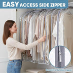 BALEINE 60'' Clear Garment Bags, 10.5'' Wide PEVA Suit Bag for Closet Clothes Dresses Suit Coats Storage (Clear, 1PK)