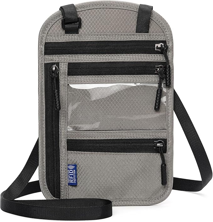 Neck Wallet,Travel for Passport Holder Neck Pouch Wallet RFID Blocking Men Women with Adjustable Neck Strap