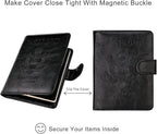 WALNEW Passport Holder for Travel, RFID Passport Cover Wallet for Women Men, PU Leather Passport Book Card Holder Case with Pen (Buckle Closure, Buckle-Black)