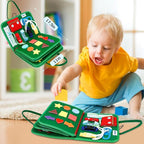 Esjay Toddler Busy Board Montessori Toys for Boys and Girls, Sensory Book Educational Activities for Learning Fine Motor Skills, Birthday Gifts Toddlers, Travel Toys for Airplane Car, Green Dinosaur
