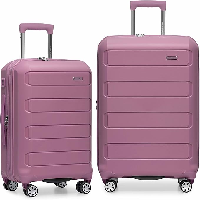 Traveler's Choice Pagosa Hardshell Expandable Luggage with Spinner Wheels, Mauve, 2-Piece Set (22/26)