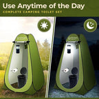 Outsmart Gadgets Outdoor Portable Toilet Set for Adults with Camping Night Lantern, Folding XL Toilet, Pop Up Privacy Tent and Carry Bags, Multipurpose Potty, Washable and Foldable for RV Travel