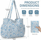 Corduroy Tote Bag for Women,Large Capacity Cute Tote Bags With 6 Pockets,Crossbody Shoulder Handbag for Work Travel Gym