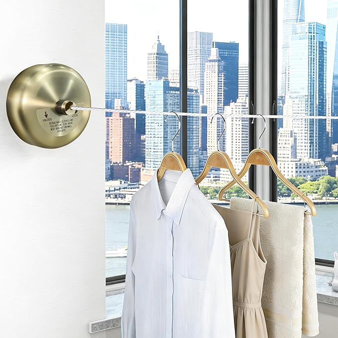 Retractable Clothesline,Stainless Steel Clothing Line Dryer with 9.2FT Nylon String for Shower Room Bathroom Laundry (Bronze)