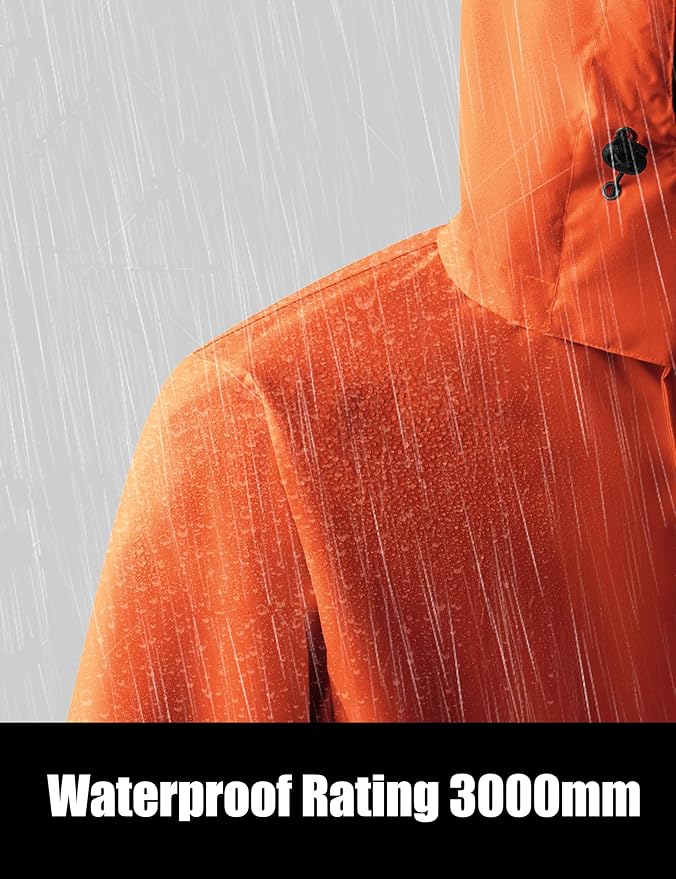 Ubon Men's Hi Vis Long Raincoat Waterproof Reflective Safety Rain Jacket High Visibility with Detachable Hood