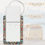 Abstract Mandala Flower Luggage Tags for Suitcase 3 Pack, Leather Bag Tags Identifiers with Privacy Name Address Labels and Durable Steel Loop for Men Women Backpack