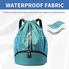 JELUTAR Drawstring Backpack Gym Bag with Shoes Compartment for Soccer, Basketball, Swim, Water-Resistant String Backpack Beach Cinch for Women Men, Teal