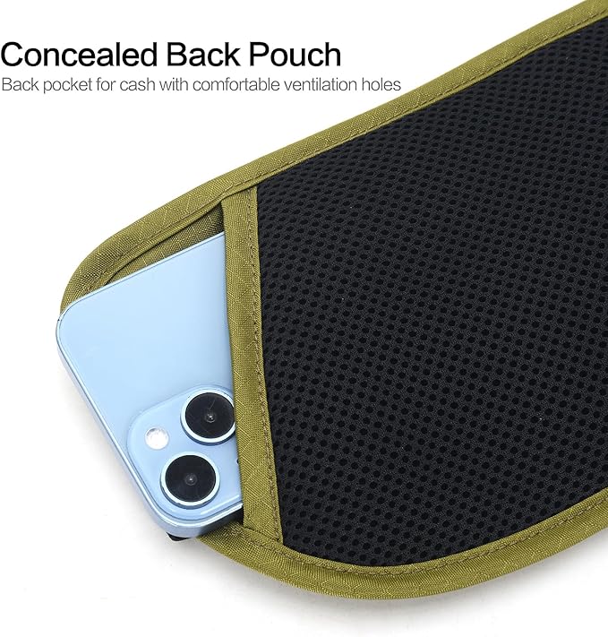 Slim Money Belt for Travel - Anti-Theft Hidden Passport Holder Waist Wallet with Secure Pouch for Cash, Credit Cards & Phone Safe (Small Olive-Green)