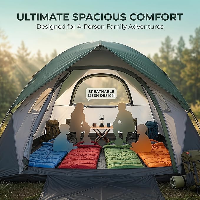 XL 1/2/3/4 Person Dome Camping Tent,Tents for Camping,Tents for Camping Waterproof,Double Layer Waterproof, Removable Rain Fly, for Outdoor Hiking, Fishing