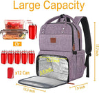 MATEIN Womens Backpack with Lunch Compartment, Fits 17 Inch Laptop Backpack, Water Resistant Cooler Backpack Tote Food Bag for Work College Travel Camping Picnic, (Purple)