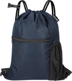 HOLYLUCK Men & Women Outdoor Sport Gym Sack Waterproof Drawstring Backpack Bag (Standard with drawstring, Navy Blue)