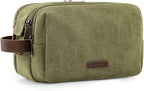 BAGSMART Toiletry Bag for Men, Canvas Travel Toiletry Organizer Dopp Kit Water-resistant Shaving Bag for Toiletries Accessories,Green-Large