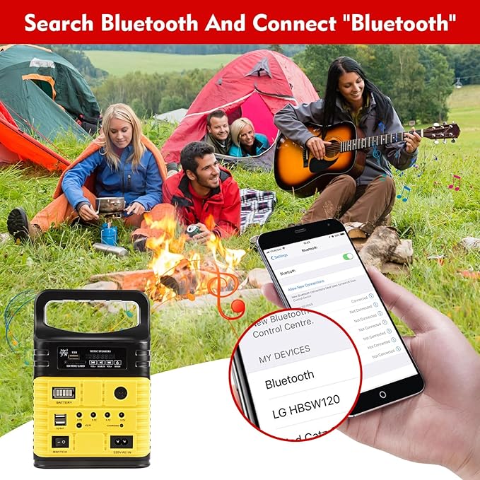 Solar Generator - Portable Power Station for Emergency Power Supply,Portable Generators for Camping,Home Use&Outdoor,Solar Powered Generator With Panel Including 3 Sets LED Light (Yellow)