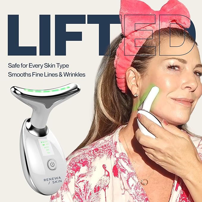 RenewaSkin Face & Neck Sculpting Tool Handheld Beauty Device with Gentle Light & Soothing Vibration At-Home Skincare Tool for a Smoother, Refreshed, and Radiant-Looking Complexion
