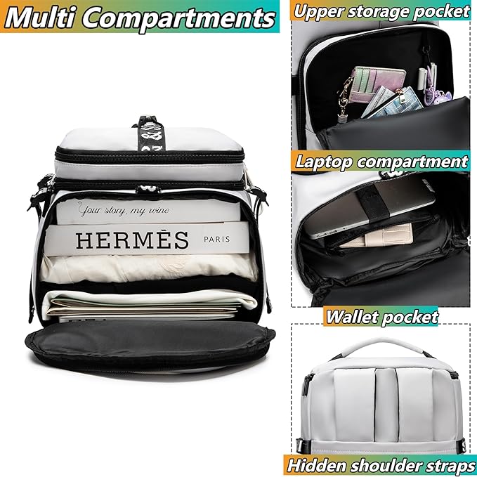 Gym Duffle Bag Backpack with Shoe Compartment,4 ways Travel Backpack for Women and Men,Multi-Functional Weekender bag with Waterproof Layer&Laptop Compartment for Fitness, Travel,Camping