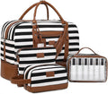 Wogarl 4PCS Weekender Bags for Women Large Overnight Weekend Travel Duffel Carry on Shoulder with Shoe Compartment Canvas Toiletry Bag for Travel Business Gym