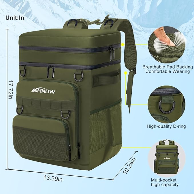 Backpack Cooler Insulated Leak Proof, Lightweight Soft Sided Cooler Backpack for Men Women, Waterproof Beach Cooler Bag Lunch Backpack for Camping Hiking Picnic Fishing Travel Outdoor