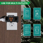 3 Outlet Indoor Outdoor Wall Adapter, ETL Listed 3-Prong Grounded Outlet Splitter, Weatherproof Heavy Duty Multi Outlet Power Plug Extender with Protective Cover, Black (Orange, 2 Pack)