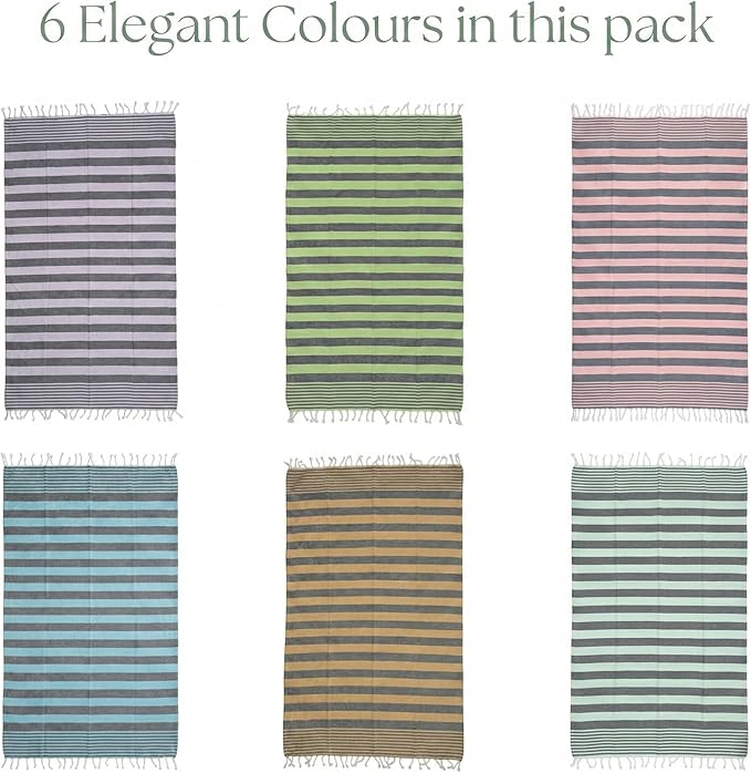 Cotton Turkish Beach Towel with Towels Oversized 36"x72" Pool Absorbent Extra Large Quick Dry Sand Travel Towel (Charcoal, 6 Pack)