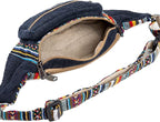 Freakmandu Eco-Friendly Boho Hippie Style Hemp Fanny Pack Blue Hip Waist Bag for Hiking Running Jogging (Azure)