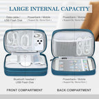 FYY Electronic Organizer, Large Travel Cable Organizer Bag Pouch Electronic Accessories Carry Case Portable Waterproof Double Layers All-in-One Storage Bag for Cable, Cord, Charger, Phone, Dark Green