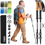 Foxelli Trekking Poles – Lightweight Collapsible Aircraft Grade Aluminum Hiking Poles with Cork Grips Quick Locks & All-Terrain Accessories – Pair of 2