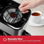 Holstein Housewares 5 Cup Coffee Maker – Compact Drip Coffee Machine with Auto Pause & Serve, Reusable Filter, Glass Carafe, Water Window & Warming Plate, Black