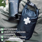 Breakwater Supply™ Waterproof First Aid Kit Dry Bag Bug Out Bag Preloaded with Emergency Survival Prepper Supplies for Boating, Camping, Fishing + Carabiner, Floating, Reflective, AFAK/IFAK Trauma Kit