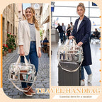 Abbylike Clear Bag Large Heavy Duty Tote for Stadium Events 20" Duffle Transparent Gym Bag for Sport Event Travel Makeup Work