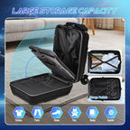 smilesun Scooter Suitcase for Kids & Adults, Foldable Carry On Travel Luggage, Hardside Ride on Scooter Suitcase with Spinner Wheels, Black