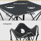 ARROWHEAD OUTDOOR 2-Pack 26” (66cm) Heavy-Duty Portable Camping Folding Table, 2 Cup Holders, Compact, Square, Carrying Case Included, Steel Frame, High-Grade 600D Canvas